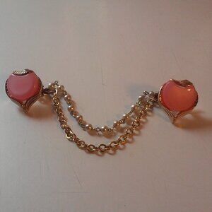Sweater Shirt Clips Gold Pearls Peach Stones Perfect Unused